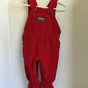 Vintage OshKosh B’gosh Red Corduroy Overalls – Made in USA (Size 3/6 Months)